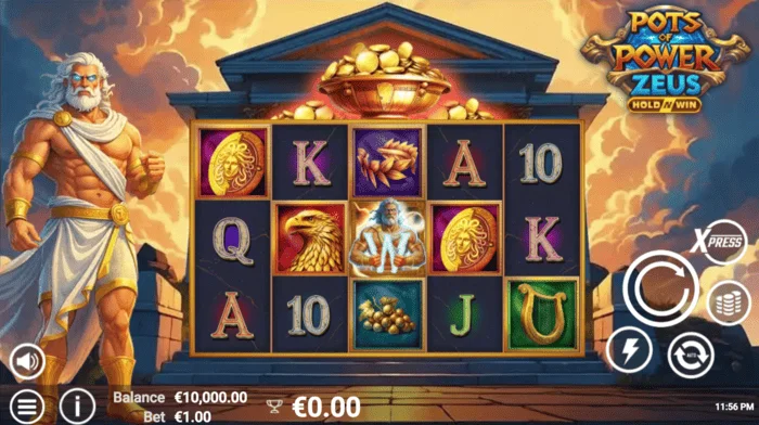 Pots of Power: Zeus - Écran d'accueil avec les rouleaux